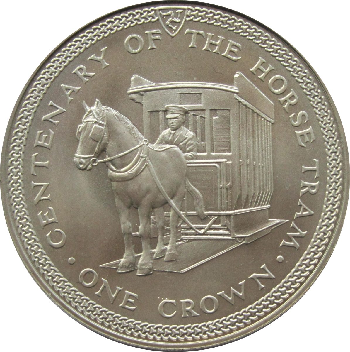 Isle of Man 1 Crown - Elizabeth II Horse Tram; silver