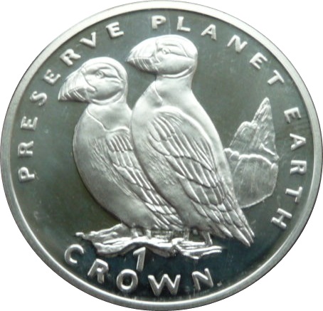 Gibraltar 1 Crown - Elizabeth II Atlantic Puffins; Silver Proof reverse