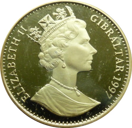 Gibraltar 1 Crown - Elizabeth II Engagement Portrait obverse