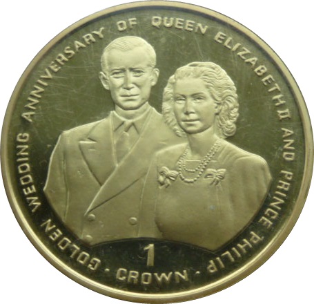 Gibraltar 1 Crown - Elizabeth II Engagement Portrait reverse