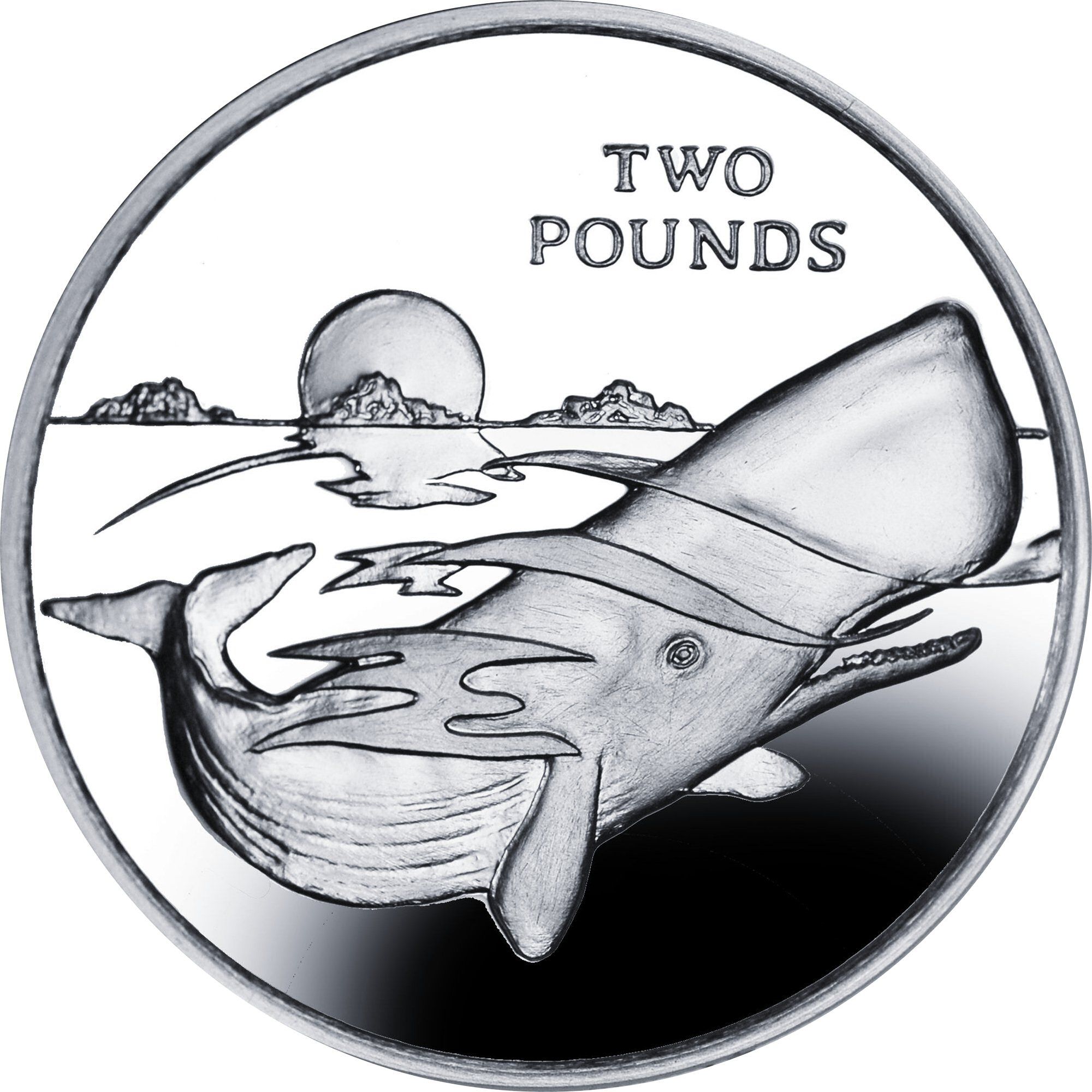 British Antarctic Territory 2 Pounds - Elizabeth II The Sperm whale; Silver
