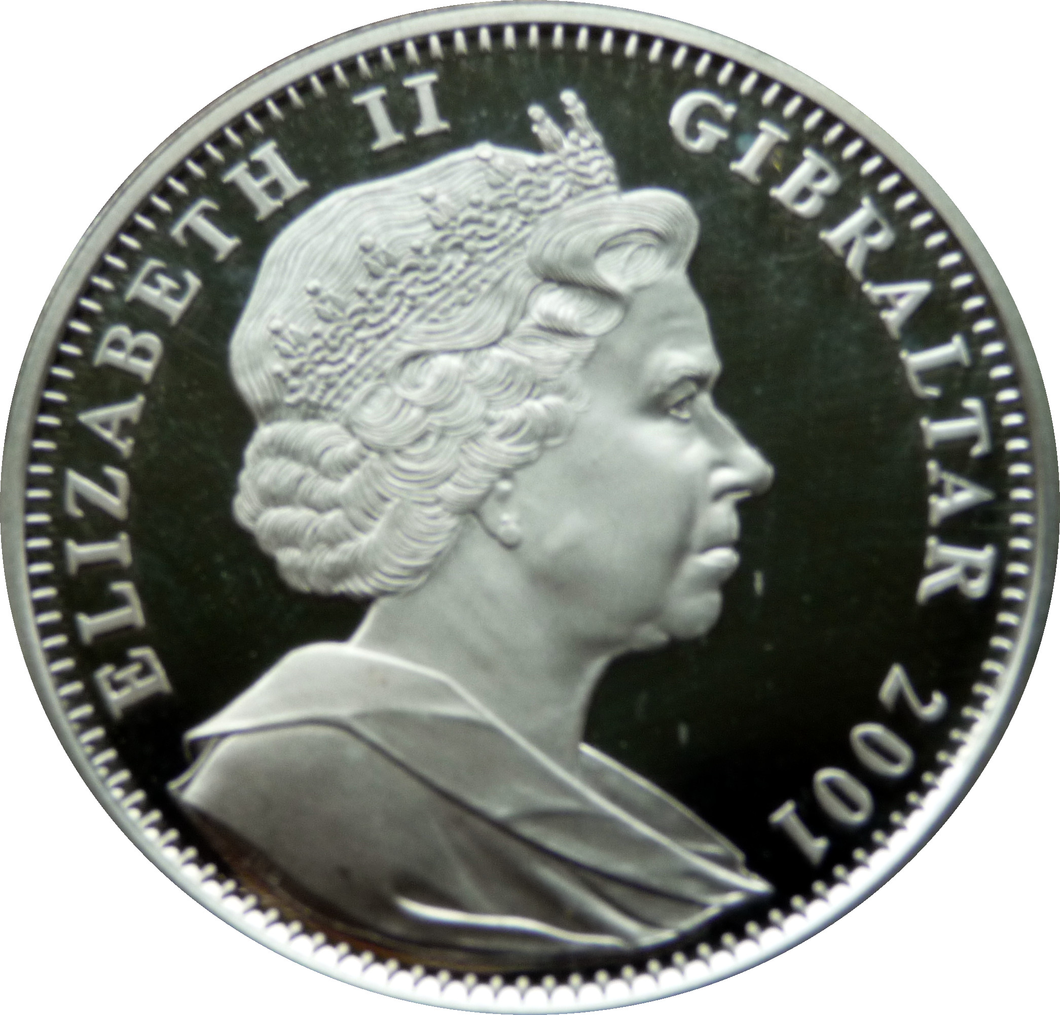Gibraltar 1 Crown - Elizabeth II Death of Queen Victoria; Silver Proof obverse
