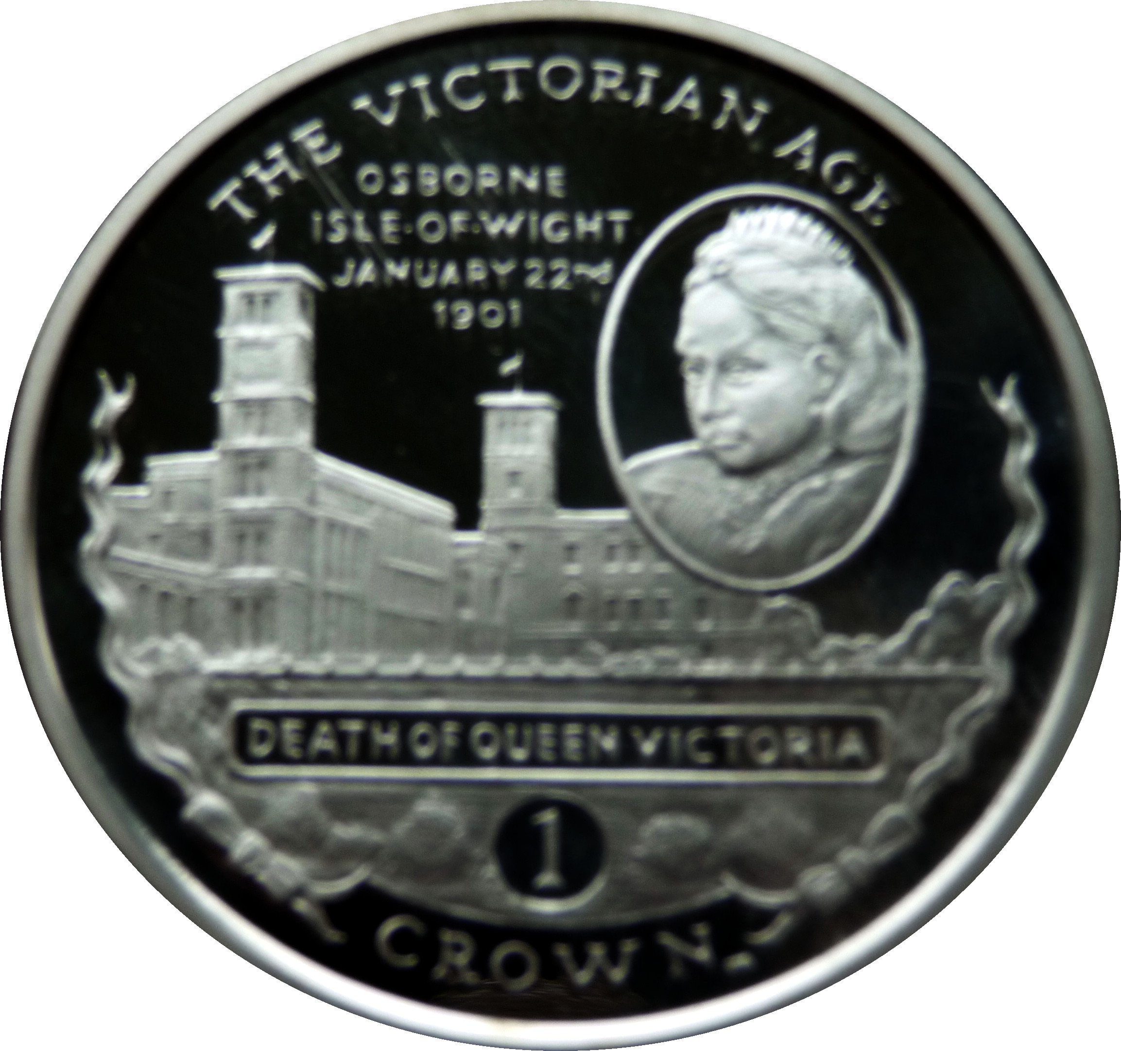 Gibraltar 1 Crown - Elizabeth II Death of Queen Victoria; Silver Proof reverse