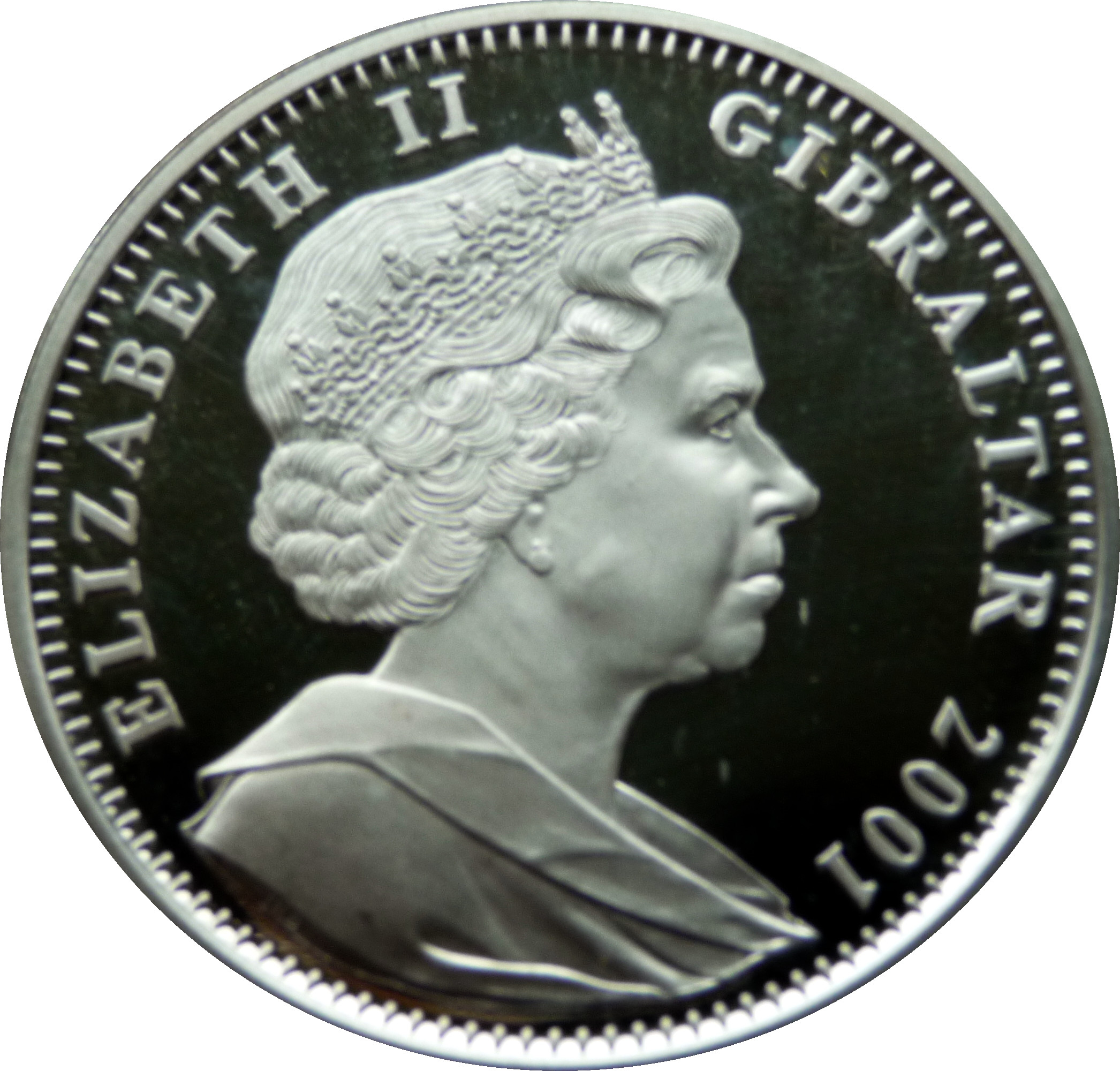 Gibraltar 1 Crown - Elizabeth II Florence Nightingale; Silver Proof obverse
