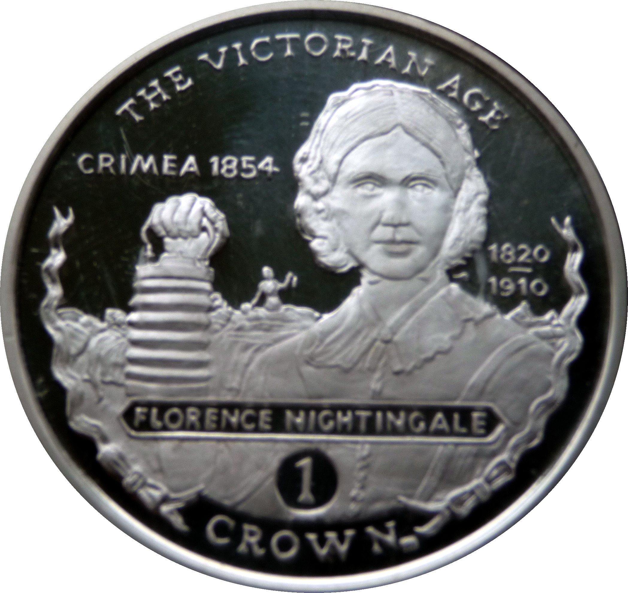 Gibraltar 1 Crown - Elizabeth II Florence Nightingale; Silver Proof reverse