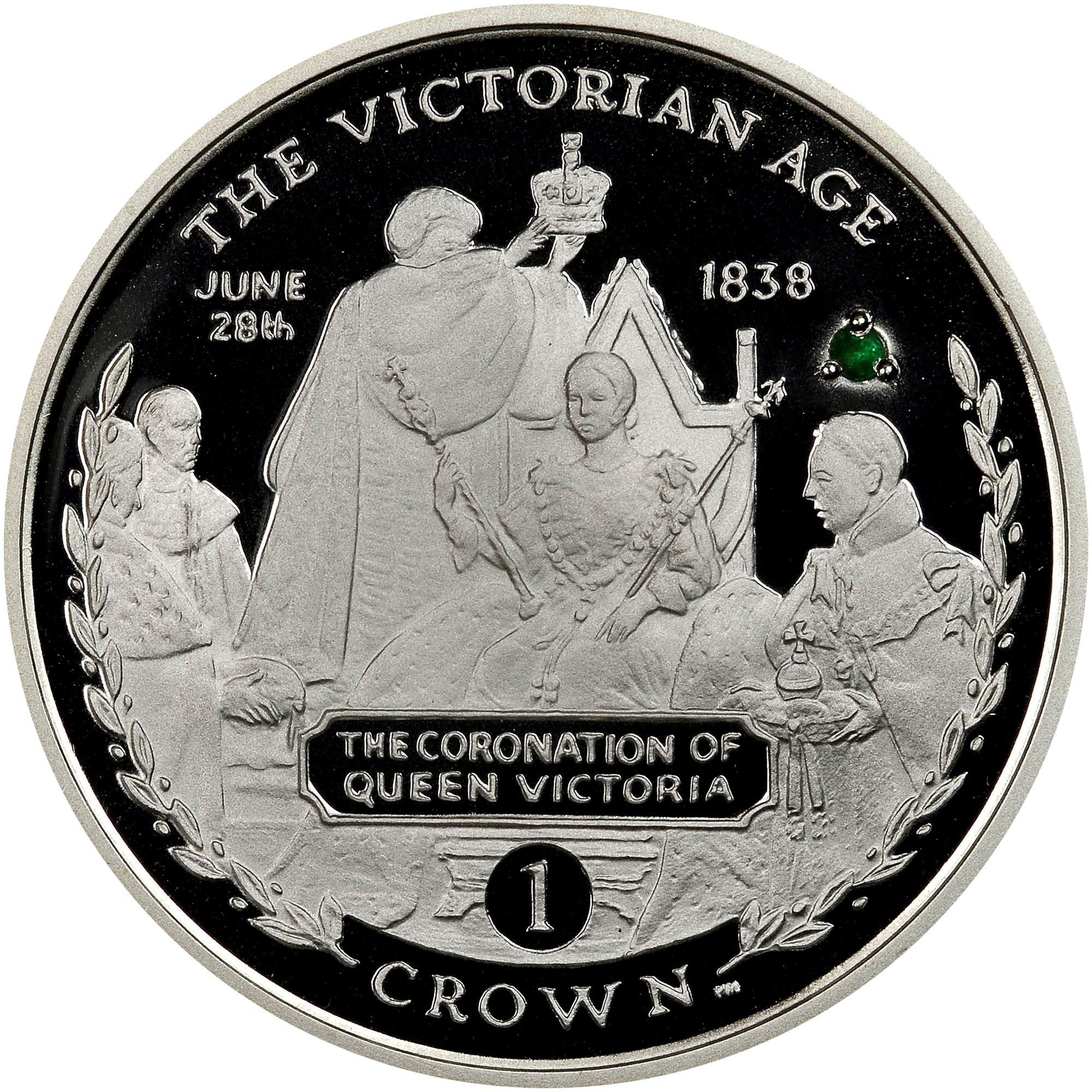 Gibraltar 1 Crown - Elizabeth II Coronation of Queen Victoria; Silver Proof reverse