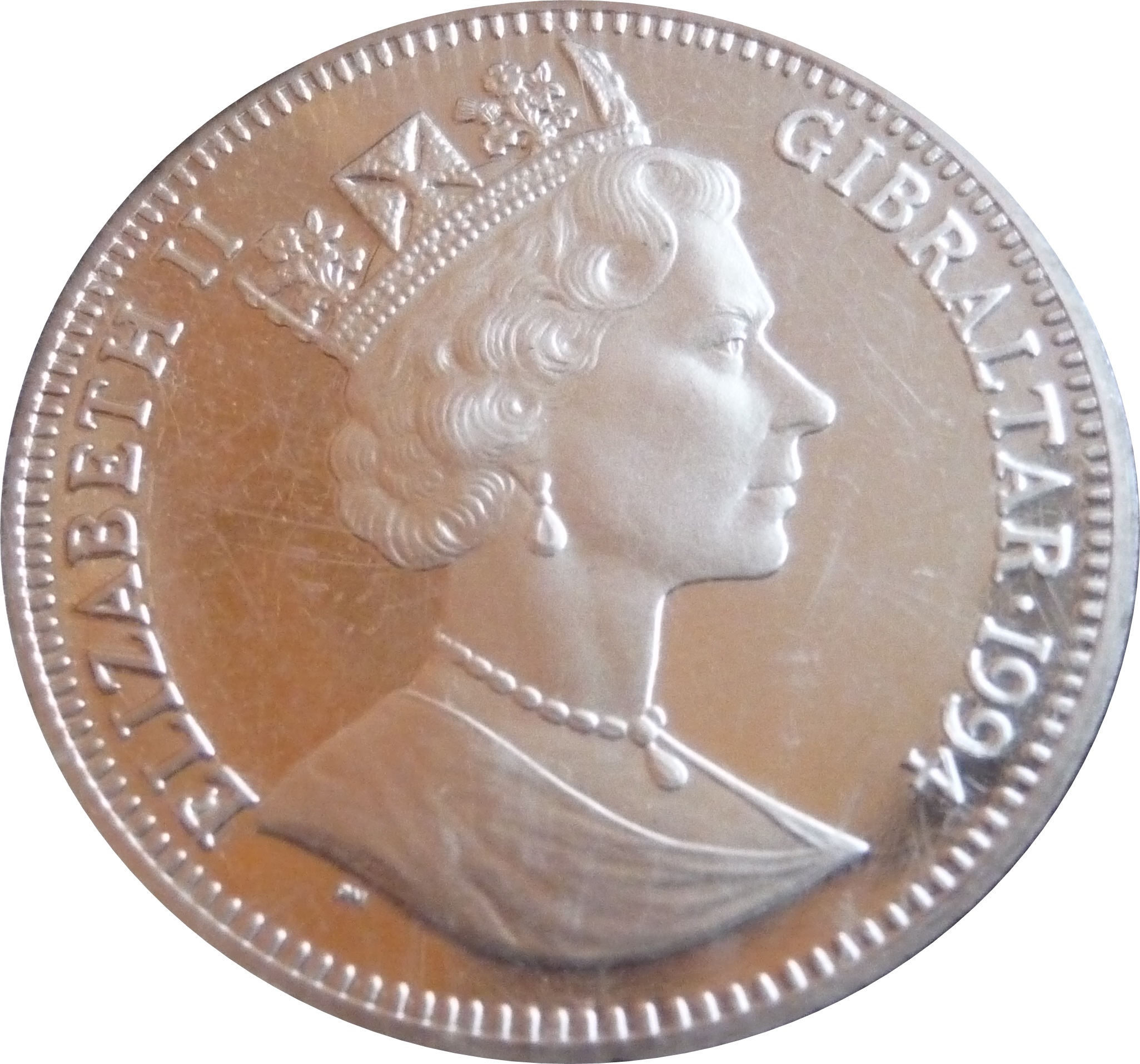 Gibraltar ½ Crown - Elizabeth II Holmes smoking pipe obverse