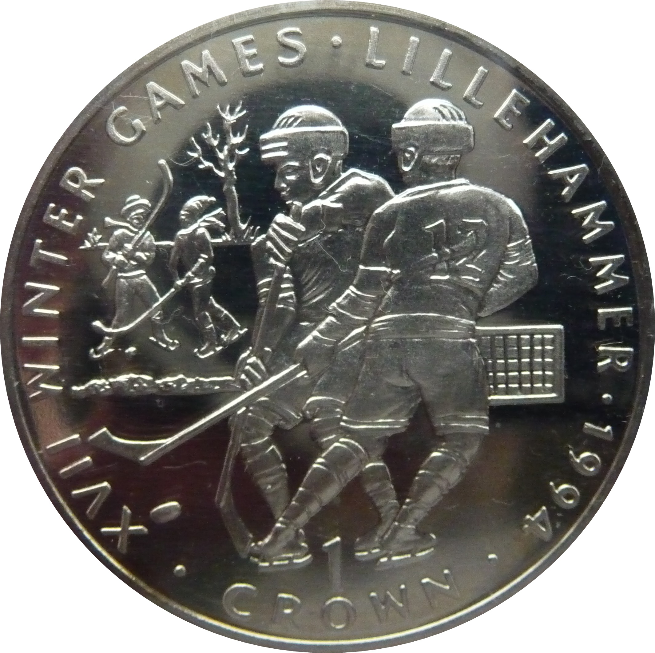 Gibraltar 1 Crown - Elizabeth II Ice Hockey reverse