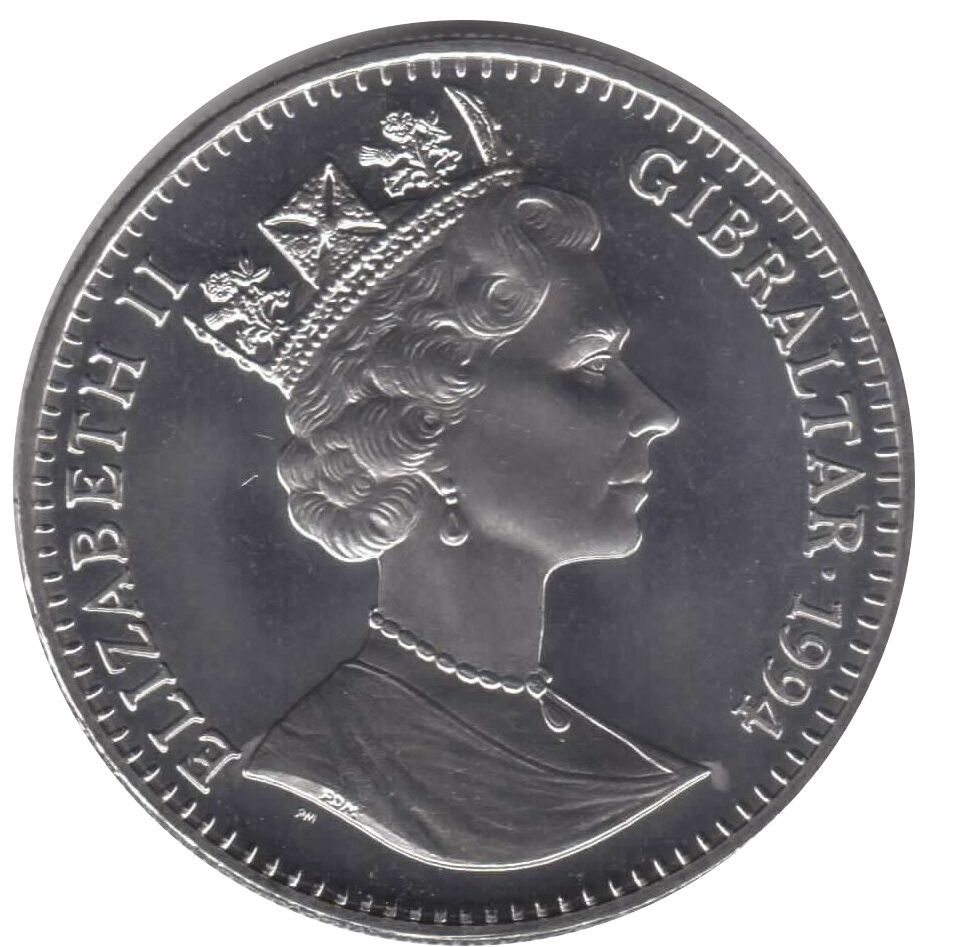 Gibraltar 1 Crown - Elizabeth II Goalkeeper diving obverse