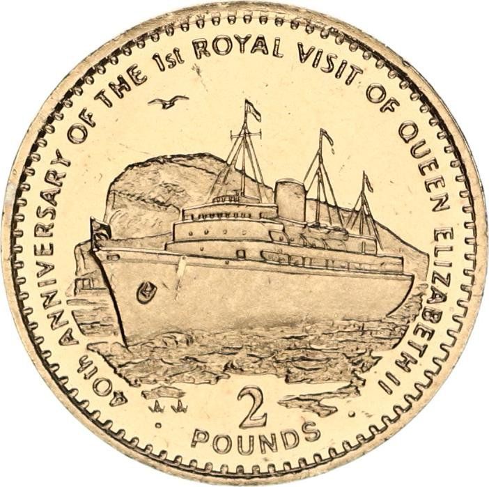 Gibraltar 2 Pounds - Elizabeth II 1st Royal Visit to Gibraltar