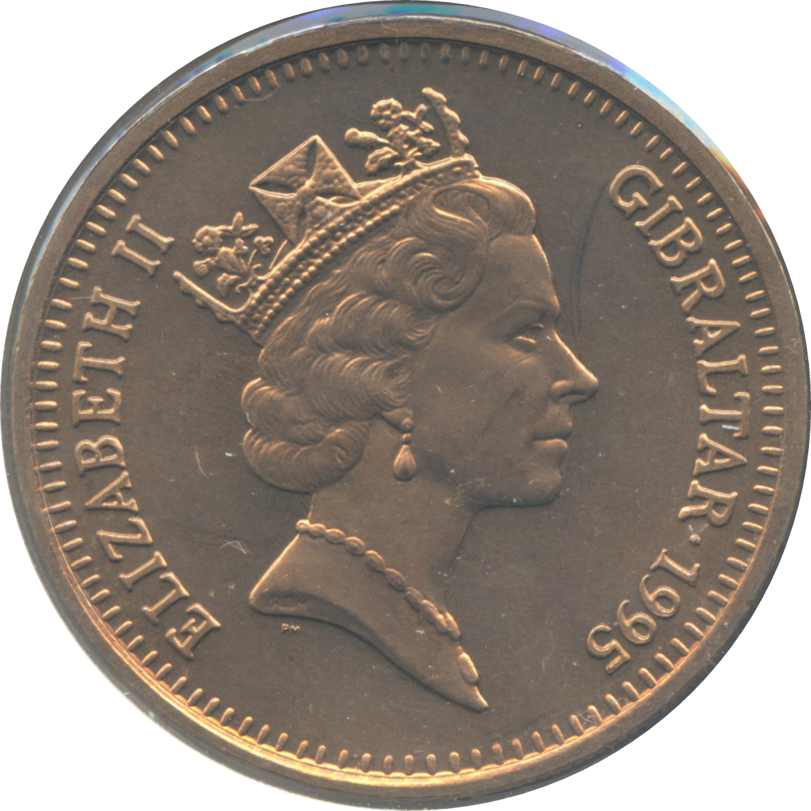 Gibraltar 5 Pounds - Elizabeth II VE Day obverse
