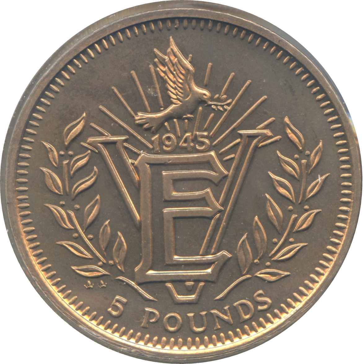 Gibraltar 5 Pounds - Elizabeth II VE Day