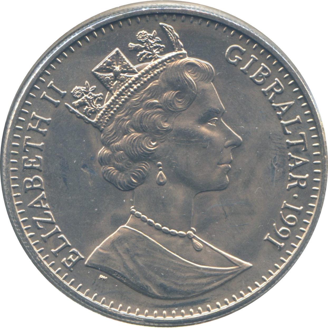 Gibraltar 1 Crown - Elizabeth II Chariot Racing obverse