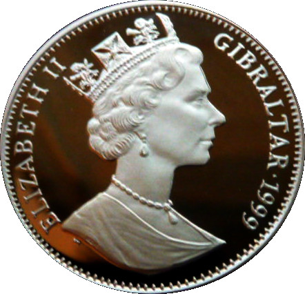 Gibraltar 1 Crown - Elizabeth II A Royal Marriage; Gold plated silver obverse