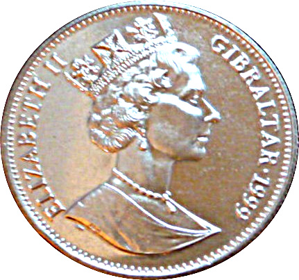 Gibraltar 1 Royal - Elizabeth II 4 Cherub Angels obverse
