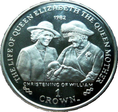 Gibraltar 1 Crown - Elizabeth II Christening of Prince William