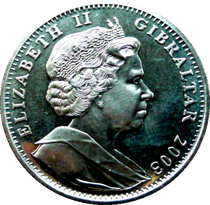 Gibraltar 1 Crown - Elizabeth II 50th Anniversary of Coronation obverse
