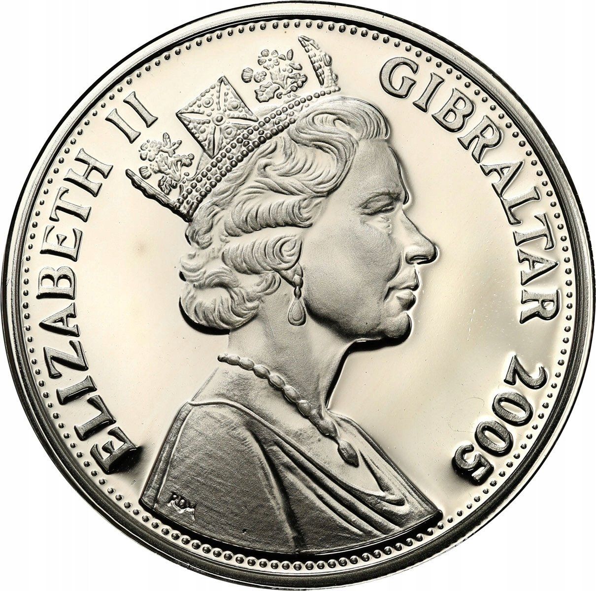 Gibraltar 5 Pounds - Elizabeth II Order of the Garter obverse