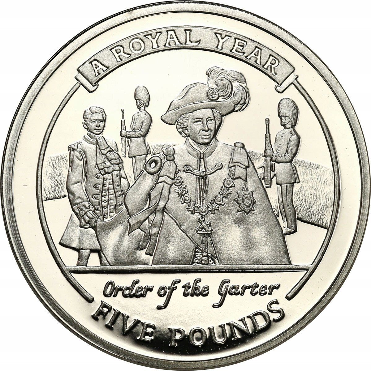 Gibraltar 5 Pounds - Elizabeth II Order of the Garter reverse