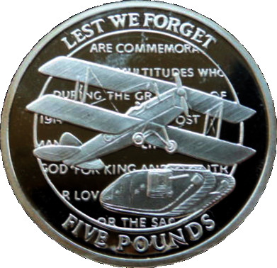 Gibraltar 5 Pounds - Elizabeth II Airplane and Tank