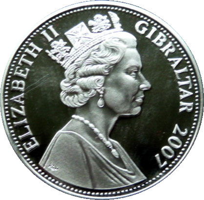 Gibraltar 5 Pounds - Elizabeth II Diamond Wedding obverse