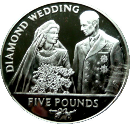 Gibraltar 5 Pounds - Elizabeth II Diamond Wedding