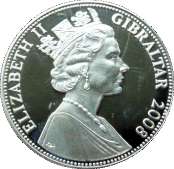 Gibraltar 5 Pounds - Elizabeth II Battle of Trafalgar obverse
