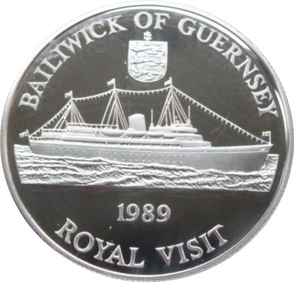 Guernsey 2 Pounds - Elizabeth II Royal Visit - Silver