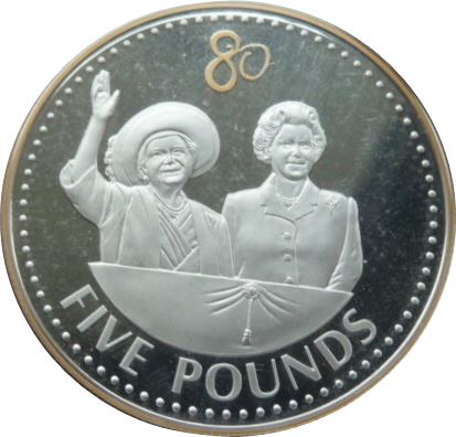 Guernsey 5 Pounds - Elizabeth II Queen Elizabeth II-80th Birthday