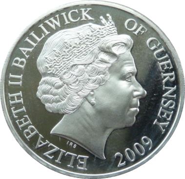 Guernsey 5 Pounds - Elizabeth II The Mary Rose; Silver obverse