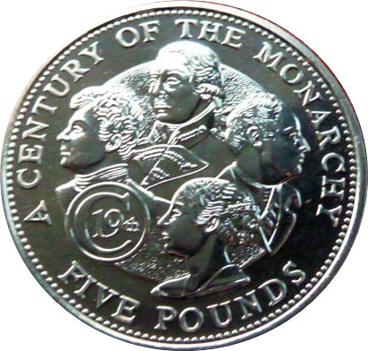Guernsey 5 Pounds - Elizabeth II 19th Century Monarchs reverse