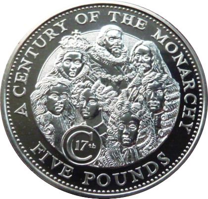 Guernsey 5 Pounds - Elizabeth II 17th Century Monarchs