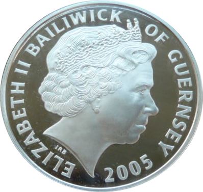 Guernsey 5 Pounds - Elizabeth II HMS Ark Royal obverse