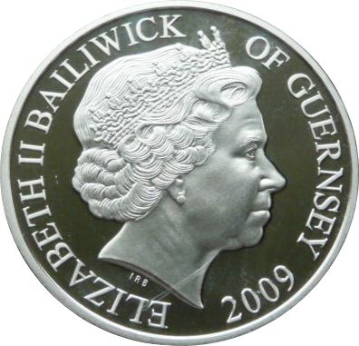 Guernsey 5 Pounds - Elizabeth II 40th Anniversary-Landing on the Moon obverse