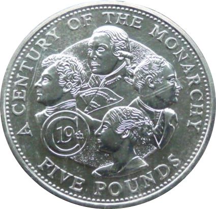 Guernsey 5 Pounds - Elizabeth II 19th Century Monarchs - Silver