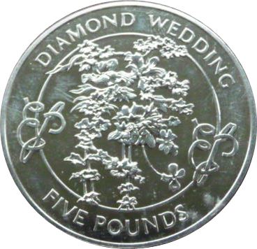 Guernsey 5 Pounds - Elizabeth II Diamond Wedding-Floral Bouquet