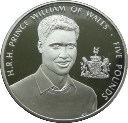Guernsey 5 Pounds - Elizabeth II Prince William's 21st Birthday - Silver