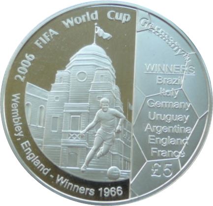 Guernsey 5 Pounds - Elizabeth II 2006 FIFA World Cup