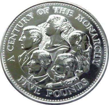 Guernsey 5 Pounds - Elizabeth II 20th Century Monarchs reverse