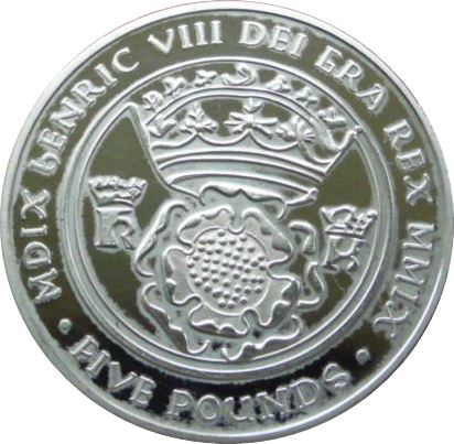 Guernsey 5 Pounds - Elizabeth II Henry VIII