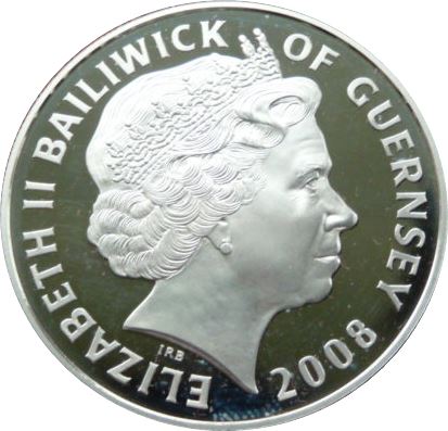 Guernsey 5 Pounds - Elizabeth II Royalty and the RAF - Silver obverse