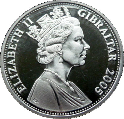 Gibraltar 5 Pounds - Elizabeth II Trooping of the Colour obverse