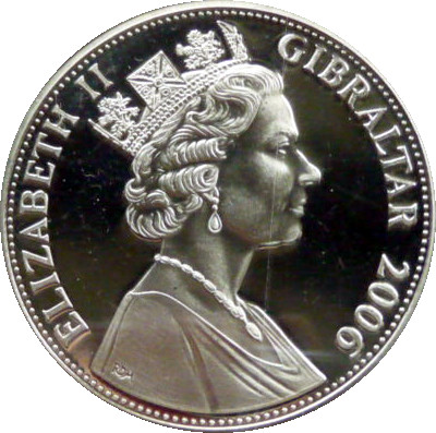 Gibraltar 1 Crown - Elizabeth II 40th Anniversary-England winning World Cup obverse