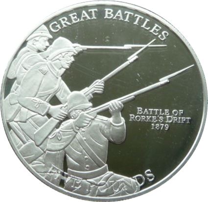 Jersey 5 Pounds - Elizabeth II Rorke's Drift 1879 reverse