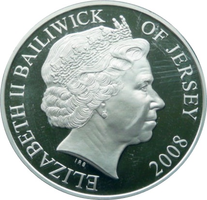 Jersey 5 Pounds - Elizabeth II RAF Bomber Command; Silver Proof obverse