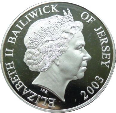 Jersey 5 Pounds - Elizabeth II Sir Francis Drake; Silver Proof obverse