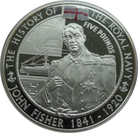 Jersey 5 Pounds - Elizabeth II Sir John Fisher; Silver Proof reverse