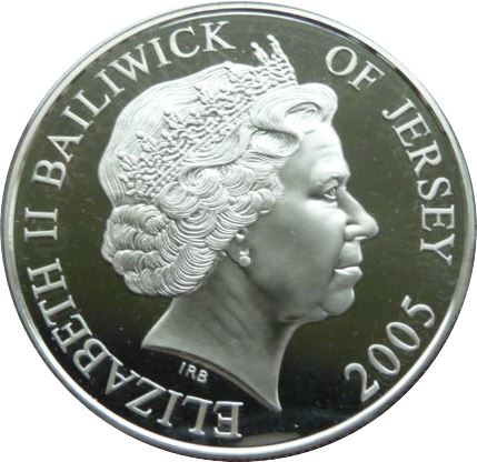 Jersey 5 Pounds - Elizabeth II Andrew Cunningham; Silver Proof obverse