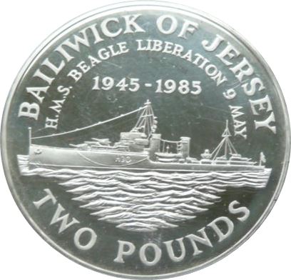 Jersey 2 Pounds - Elizabeth II HMS Beagle; Silver Proof