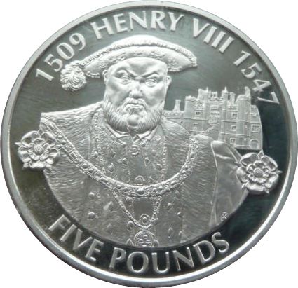 Jersey 5 Pounds - Elizabeth II King Henry VIII; Silver Proof